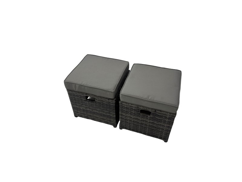 Fimous Rattan Garden Furniture Set Outdoor 8 Seater Patio Dining Corner Sofa Sets with Dining Table 2 Small Footstools Dark Grey Mixed