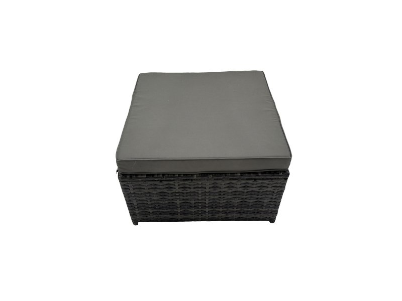 Fimous Rattan Garden Outdoor Furniture Set Love Sofa Square Coffee Table Set with 4 Stools 2 Side Tables Dark Grey Mixed