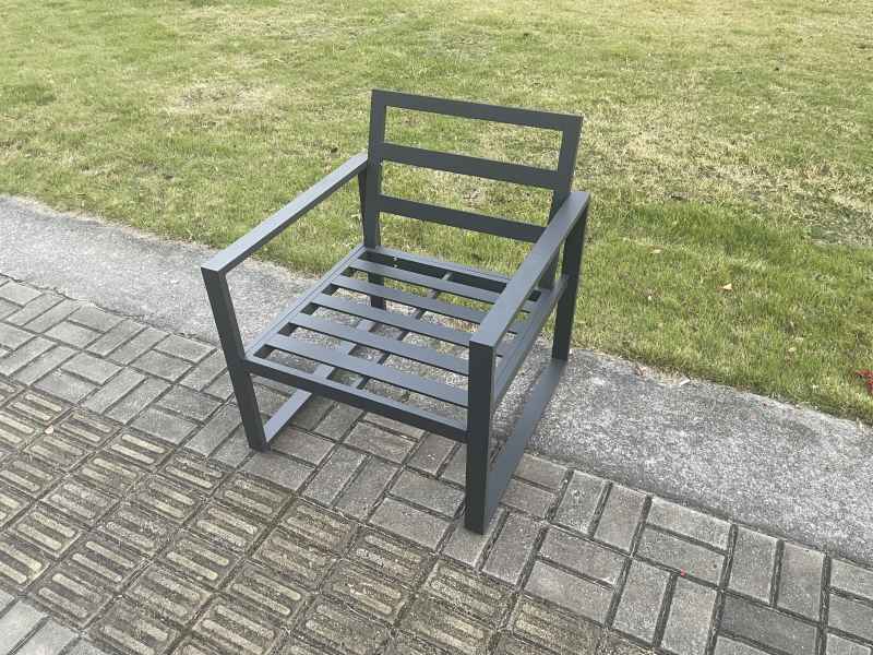 Fimous Aluminium 3 Pieces Garden Furniture Sofa Set Chair with Table Including Cushions Dark Grey