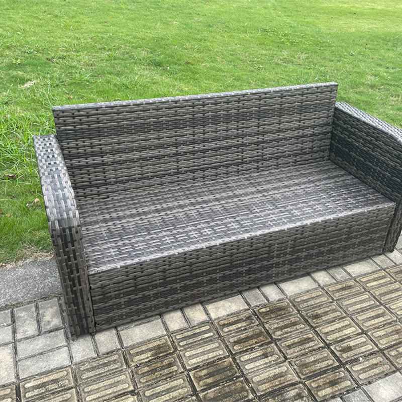 Fimous Dark Grey Mix PE Wicker Rattan Garden Furniture Set Sofa Set Reclining Adjustable Chair 6 Seater