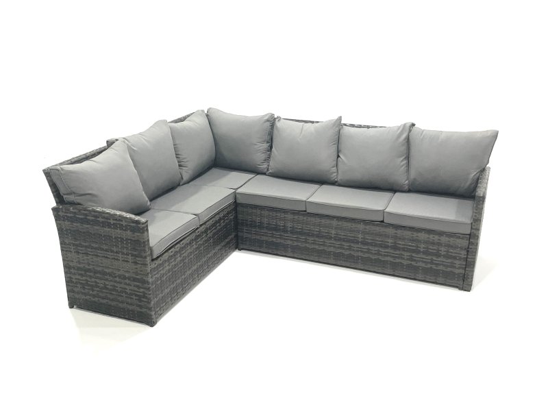 Fimous 11 Seat Rattan Garden Furniture Corner Sofa Set Outdoor Patio Sofa Chair Table Set with 2 Small Footstools Big Footstool Dark Grey Mixed