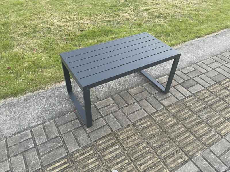 Fimous Outdoor Garden Rectangular Coffee table Aluminium Patio Tea Table for Balcony, Terrace,Swimming Pool Dark Grey