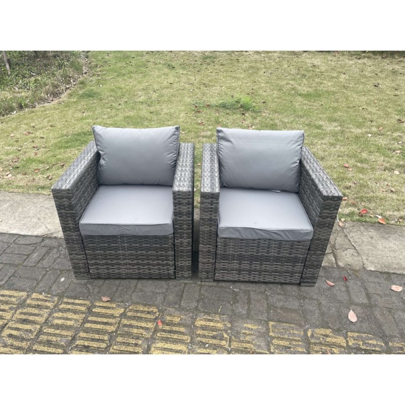 Fimous 10 Seater Outdoor PE Rattan Garden Furniture Gas Fire Pit Dining Table Set Lounge Sofa 2 PC Armchairs With 2 Stools Dark Grey Mixed Patio