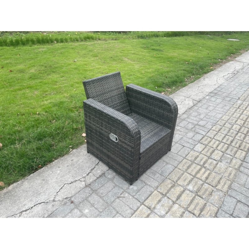 Fimous Outdoor Lounge Sofa Set 9 Seater Rattan Garden Furniture Set with Rectangular Coffee Table 3 Seater Sofa 2 Side Tables 2 Big Footstool Dark Grey Mixed