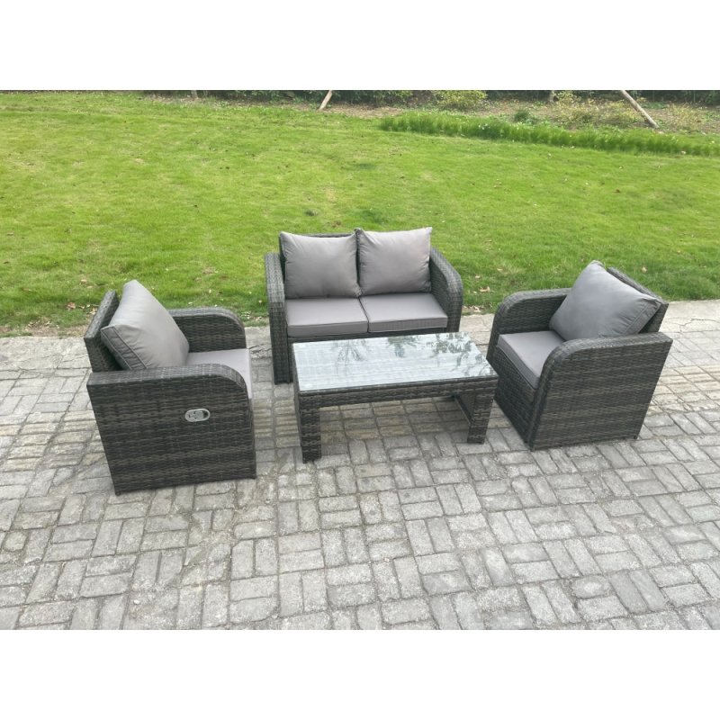 Fimous Outdoor Garden Furniture Sets Wicker Rattan Furniture Sofa Sets with Rectangular Coffee Table Love seat Sofa