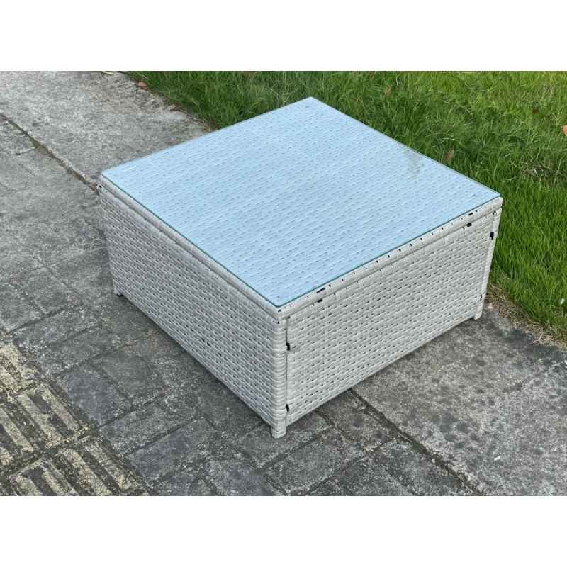 Fimous 6 Seater PE Wicker Light Grey Rattan Sofa Set Garden Furniture Chairs Footstool Conservatory Patio Furniture