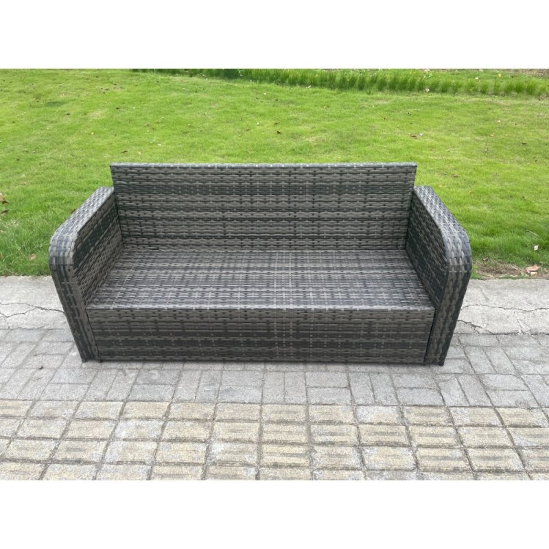 Fimous Rattan Garden Furniture Set 12 Seater Indoor Outdoor Patio Sofa Set with Coffee Table 3 Footstools 2 Side Tables Dark Grey Mixed