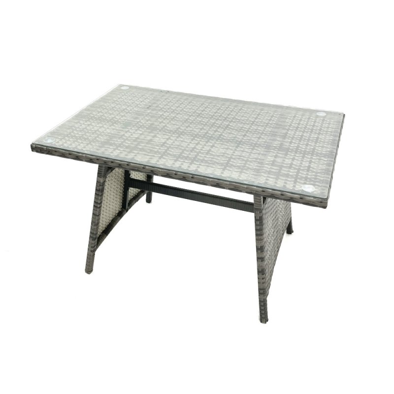 Fimous Outdoor Garden Furniture Set Rattan Sofa Dining Table Set with Reclining Chair 2 Small Footstool 2 Side Table Dark Grey Mixed