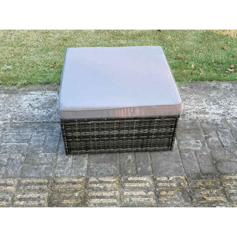 Fimous 8 Seater Wicker PE Rattan Sofa Garden Furniture Set Outdoor Adjustable Rising Lifting Dining Table Set with 2 Big Footstools Dark Grey Mixed