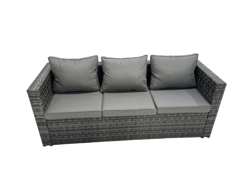 Fimous Outdoor Dining Table Sofa Armchair Set with Side Table Garden Furniture Set Dark Grey Mixed