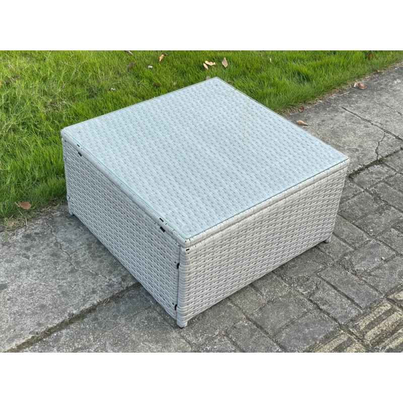 Fimous Square Rattan Coffee Tea Side Table Indoor Outdoor Use Garden Furniture Accessory Patio Light Grey