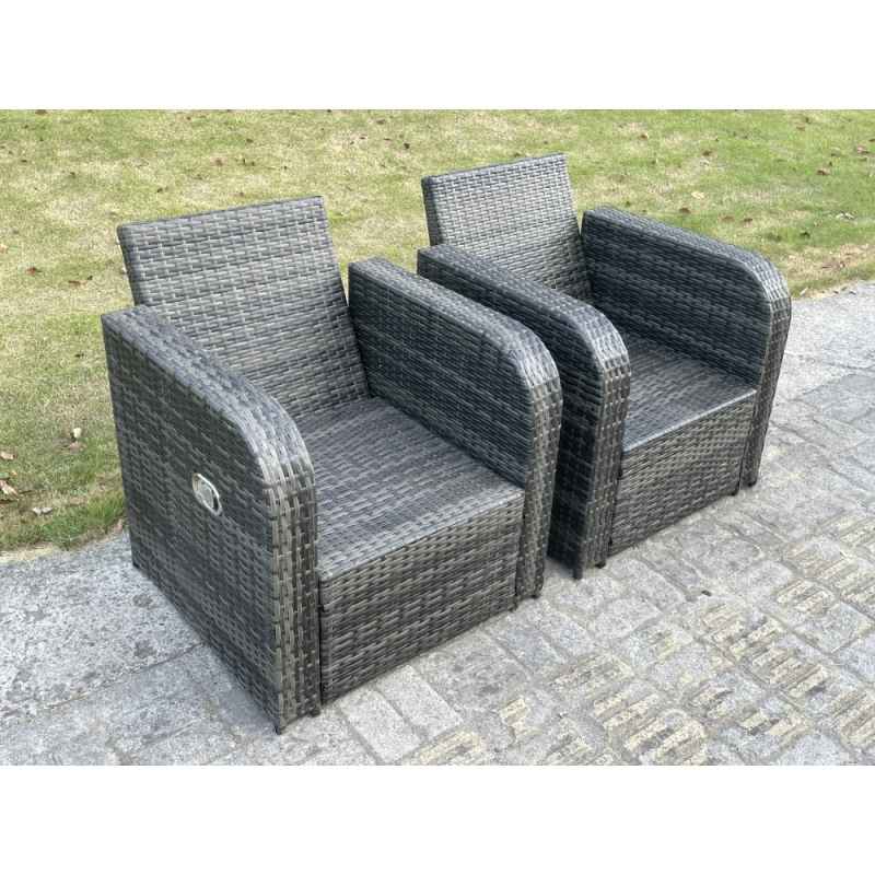Fimous PE Rattan Garden Furniture Set Adjustable Chair Sofa Lounge Sofa Set Square Coffee Table