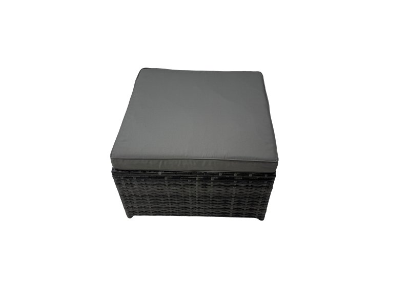 Fimous Outdoor Rattan Oblong Coffee Table Corner Sofa Sets Garden Furniture Set with 3 Stools Dark Grey Mixed