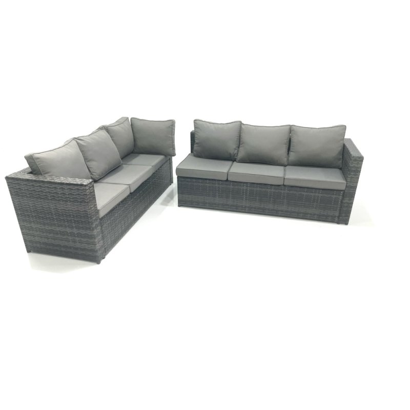 Fimous Lounge Rattan Corner Sofa Set Outdoor Garden Furniture Rectangular Dining Table Chair Set