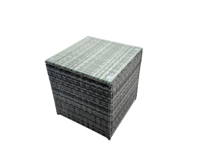 Fimous Outdoor Rattan Garden Furniture Set 9 Seater Patio Lounge Sofa Set with Square Coffee Table Side Table 3 Footstools Dark Grey Mixed