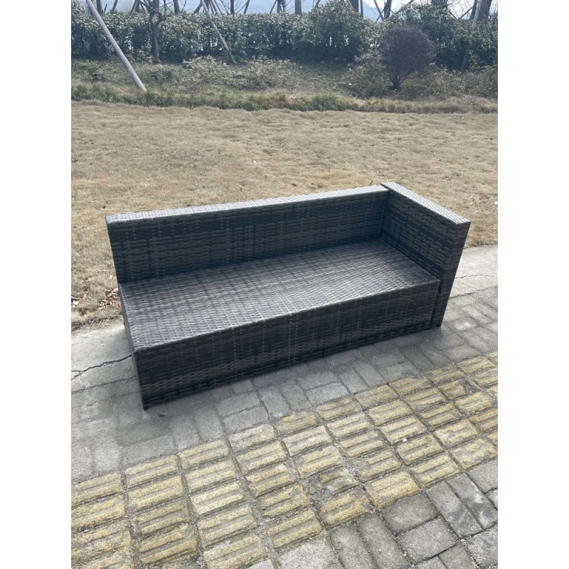 Fimous 9 Seater Rattan Corner Sofa Set Gas Firepit Dining Table Set Patio Heater Burner With Big Footstool Dark Grey Mixed