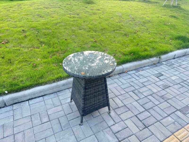 Fimous 3-Piece PE Rattan Garden Furniture 2 Seater Bistro Set for Patio Dark Grey Mixed