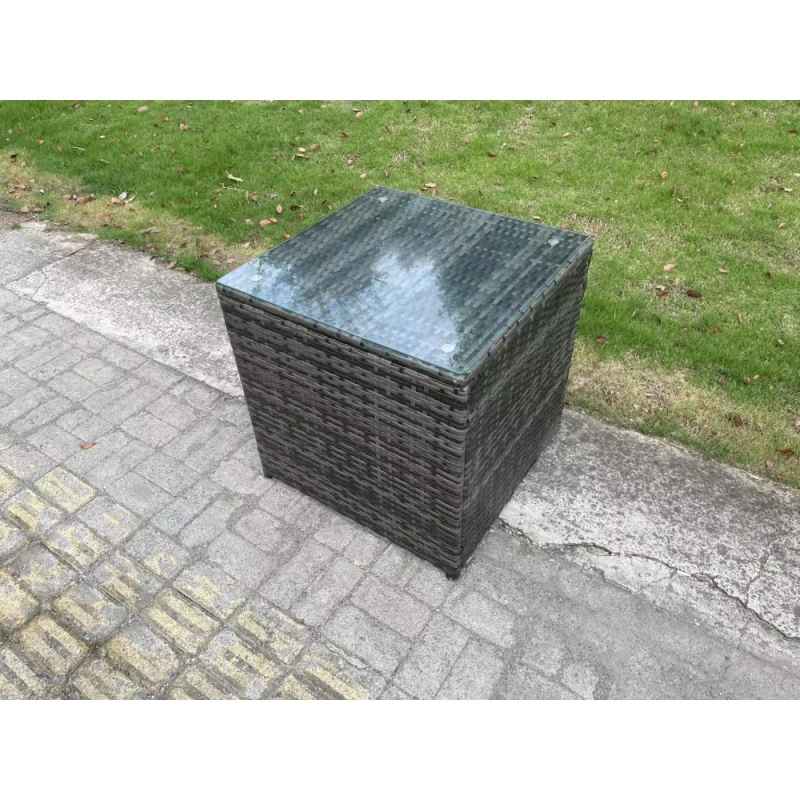 Fimous Rattan Outdoor Garden Furniture Set Garden Dining Table Set with Patio Side Table 9 Seater Dark Grey Mixed