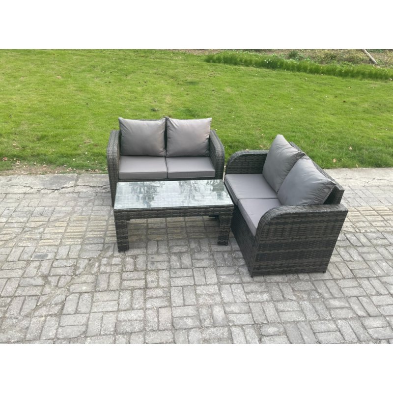 Fimous Outdoor Garden Furniture Sets Wicker Rattan Furniture Sofa Sets with Rectangular Coffee Table