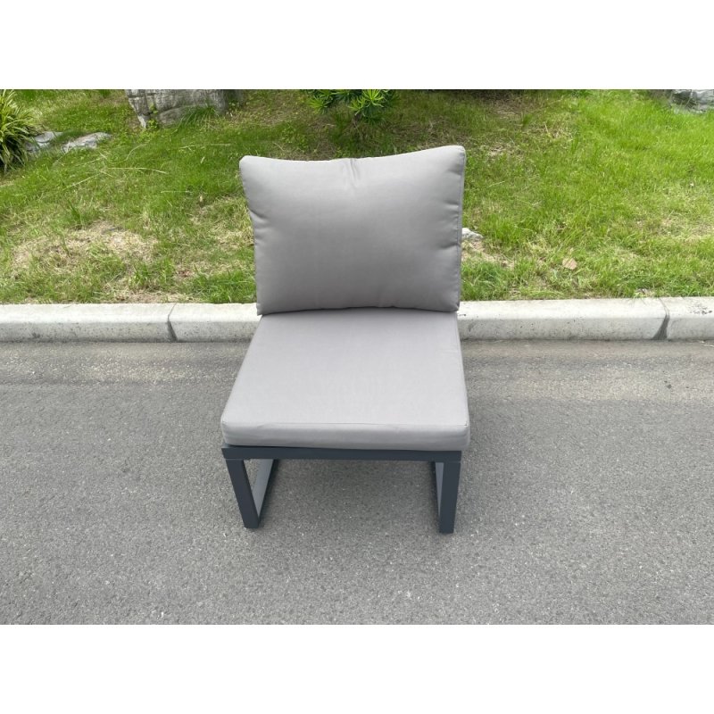 Fimous Aluminum Outdoor Garden Furniture Armless Sofa Chair With Seat And Back Cushion Dark Grey