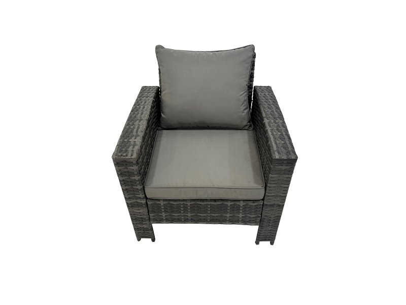 Fimous 8 Seater Wicker PE Rattan Furniture Outdoor Dining Table Double Seat Sofa 4 Stools Set Dark Grey Mixed