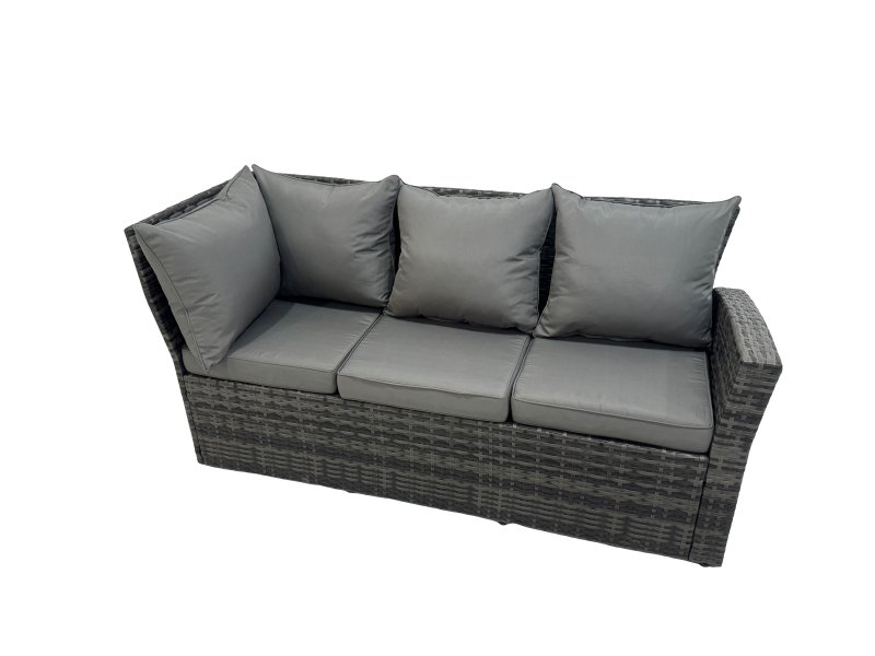 Fimous Rattan Garden Outdoor Furniture Set 11 Seater Garden Sofa Coffee Table Set with Chair 3 Footstools Dark Grey Mixed