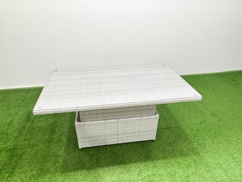 Fimous Outdoor Rattan Garden Furniture Set Patio 4 Chairs Plus Height adjustable dining table Sets Light Grey Mixed