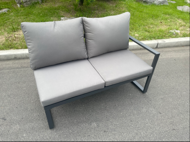 Fimous Aluminium 10 Seater Garden Furniture Outdoor Set Patio Lounge Sofa Gas Fire Pit Dining Table Set with Chair 2 Small Footstool Dark Grey