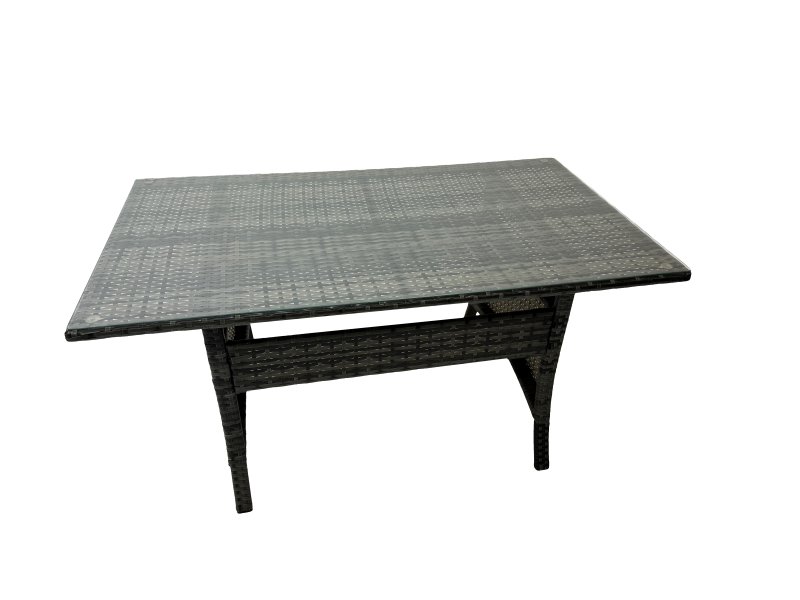 Fimous 8 Seat Outdoor Wicker PE Rattan Garden Furniture Set Dining Table Sofa Set with 2 Small Stool 2 Side Tables Dark Grey Mixed