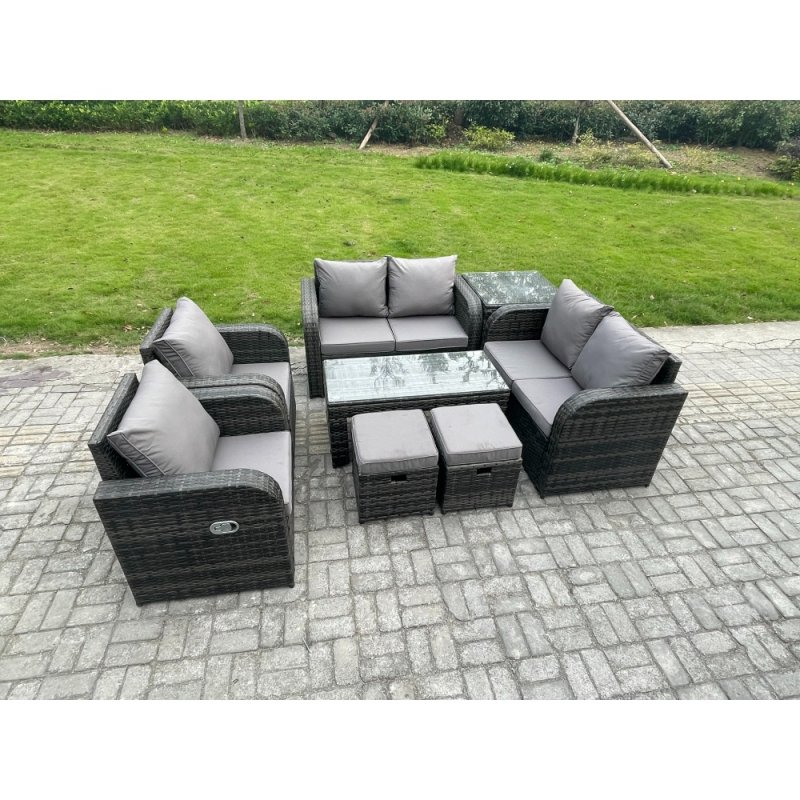 Fimous 8 Piece Rattan Garden Furniture Set Outdoor Patio Sofa, Table and Chairs Garden Table Ideal for Pool Side, Balcony, Outdoor and indoor Conservatory Patio Set