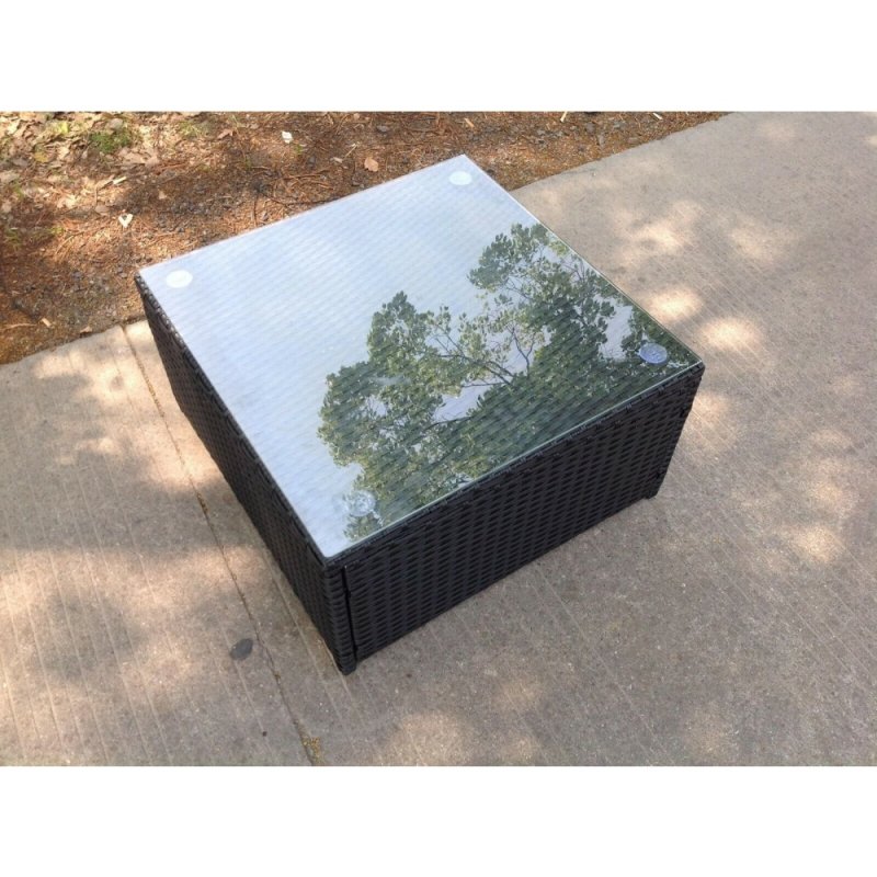 Fimous Square Rattan Coffee Tea Side Table Indoor Outdoor Use Garden Furniture Accessory Patio Black