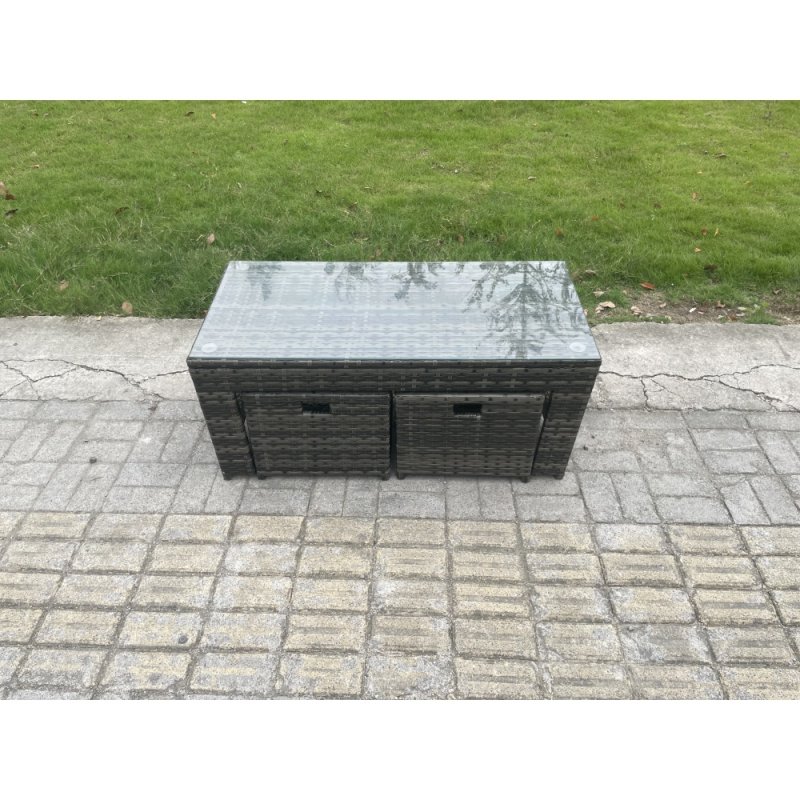 Fimous Wicker PE Rattan Sofa Set 10 Seater Outdoor Patio Garden Furniture Set with 2 Reclining Chairs Coffee Table 2 Side Tables 2 Small Footstools Dark Grey Mixed