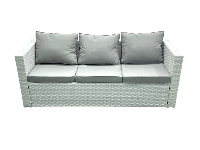 Fimous Garden Outdoor Furniture Set 6 Seater Rattan Sofa Set with 2 Big Footstools Armchair 2 Side Tables Light Grey Mixed