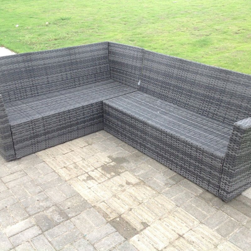 Fimous High back dark grey mixed outdoor garden furniture corner rattan sofa set square coffee table left option