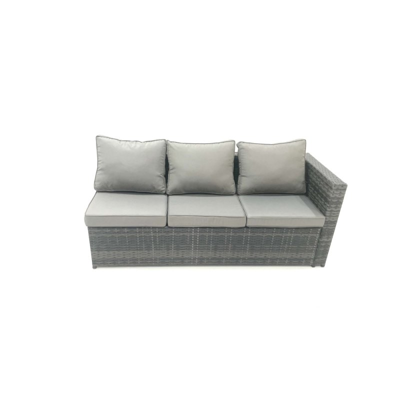 Fimous PE Rattan Corner Sofa Set Rectangular Dining Table Set With Seat And Back Cushion 7 Seater