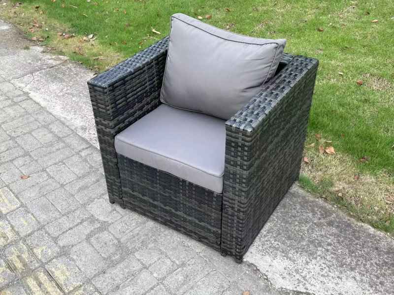 Fimous 5 Seater Wicker Rattan Garden Furniture Rising Table Sets Dark Grey Mix