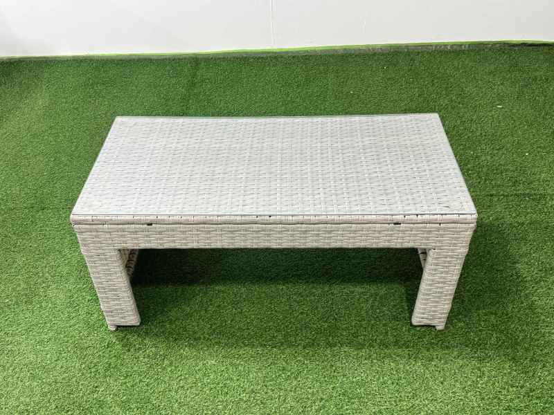 Fimous Rattan Garden Furniture Set Outdoor 9 Seater Corner Sofa Sets with Oblong Coffee Table Chair 2 Small Footstools Light Grey Mixed
