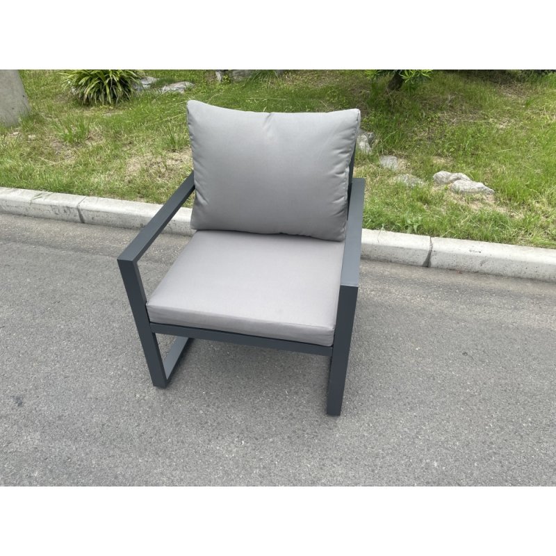 Fimous Aluminum Outdoor Garden Furniture Single Arm Chair Sofa With Seat And Back Cushion Dark Grey