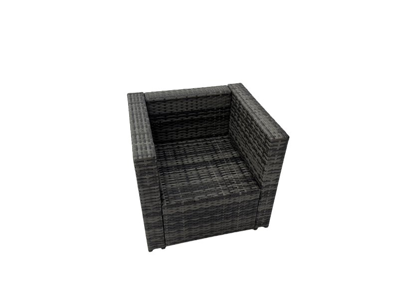 Fimous Outdoor Rattan Oblong Coffee Table Corner Sofa Sets Garden Furniture Set with Chair Big Stool Dark Grey Mixed