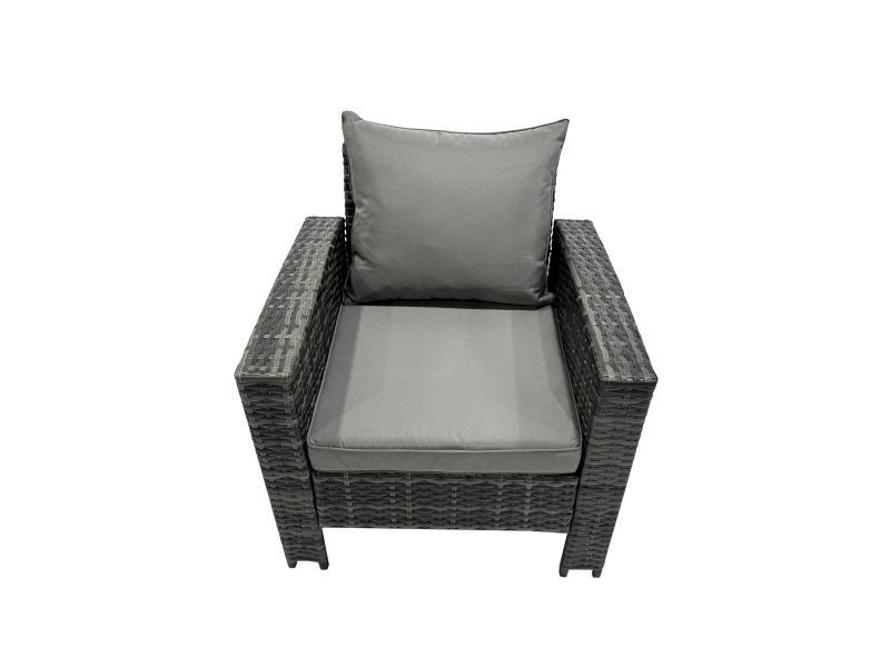 Fimous PE Rattan Garden Furniture Set Lounge Sofa Coffee Table Set with 4 Footstool Dark Grey Mixed