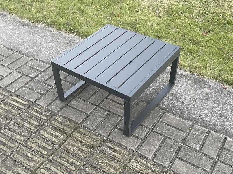 Fimous Aluminium Outdoor Garden Square Coffee Table Patio Tea Table for Balcony, Terrace,Swimming Pool Dark Grey