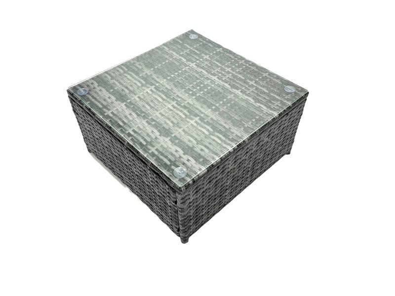 Fimous Outdoor Rattan Garden Furniture Set 7 Seater Patio Lounge Sofa Set with Armchair Square Coffee Table Side Table Dark Grey Mixed