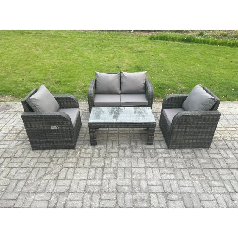 Fimous Outdoor Garden Furniture Sets Wicker Rattan Furniture Sofa Sets with Rectangular Coffee Table Love seat Sofa