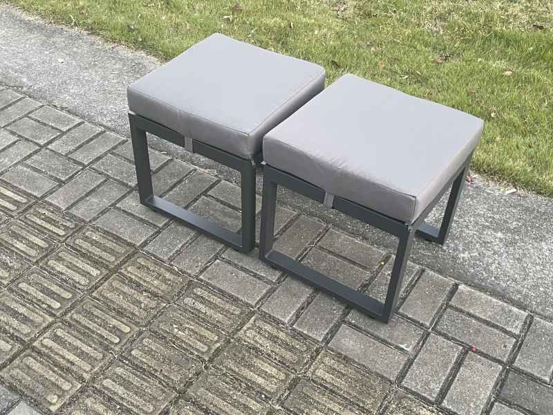 Fimous Aluminium 11 Seater Outdoor Garden Furniture Set Patio Lounge Sofa with Square Coffee Table 2 Small Footstools Conservatory Set Dark Grey