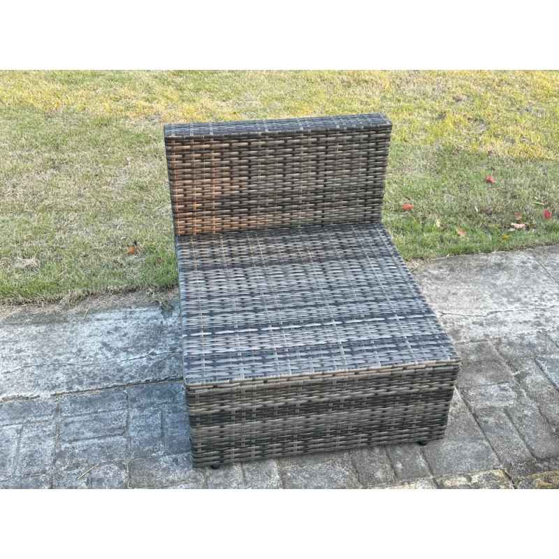 Fimous Outdoor Rattan Armless Sofa Chair Garden Furniture With Seat and Back Cushion Dark Grey Mixed