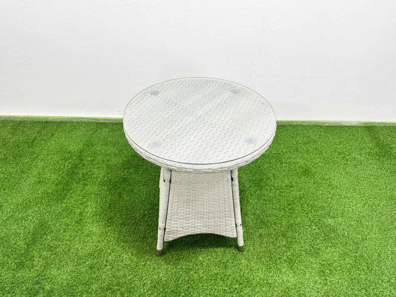 Fimous Wicker PE Rattan Garden Furniture Set Patio Outdoor 2 Chairs Plus Small Round Table Set Light Grey Mixed