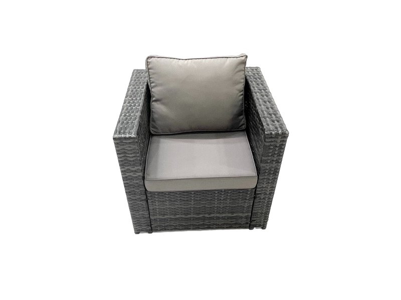 Fimous Rattan Garden Furniture Sofa Set with Coffee table Armchair Big Footstool Dark Grey Mixed