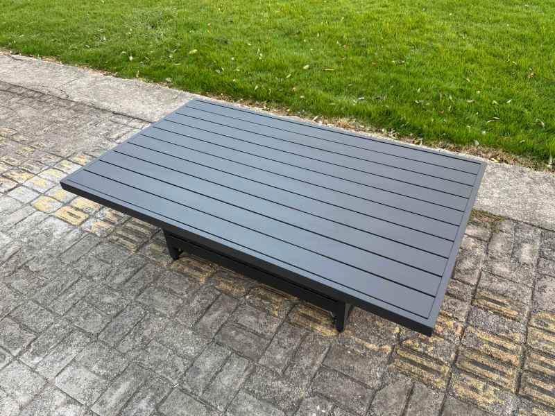 Fimous 8 Piece Garden Furniture Set 9-Seater Aluminium Outdoor Dining Set with Adjustable Rising Lifting Dining Table & Cushions 2 Side Tables 3 Chairs Dark Grey