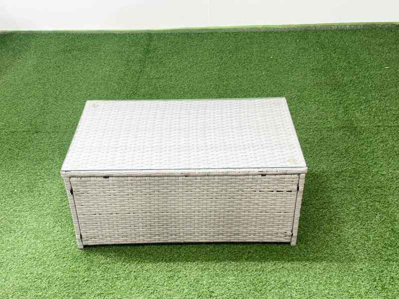 Fimous Garden Outdoor PE Rattan Furniture Set 9 Seater Rattan Garden Sofa Set with Big Footstool Light Grey Mixed
