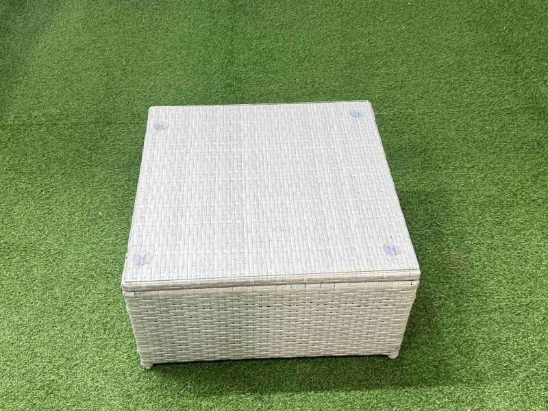 Fimous Outdoor Rattan Garden Furniture Set 11 Seater Corner Sofa Sets with Square Coffee Table Chair 3 Footstools Light Grey Mixed